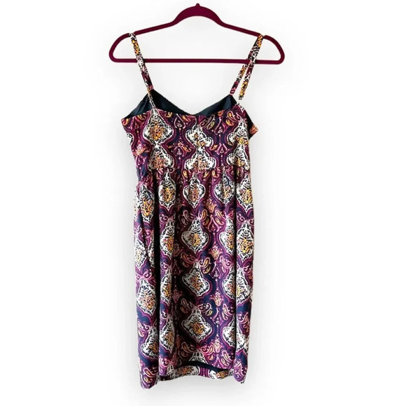 J Crew Purple Paisley Boho Print Slip Dress Size 4 Fall Transition Piece Layers - Picture 2 of 10